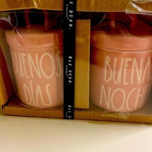 Rae Dunn Good Morning Good Night Canister‎ Set Pink Ceramic New in Box